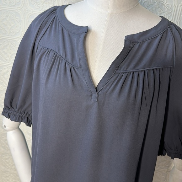 LOFT | Split Neck Mixed Media Top - Picture 4 of 11